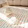 Tapete Estilo Creme com Linhas Arco-Íris Imitação de Caxemira para Sala de Estar Doméstica, Sofá, Espesso, Antiderrapante, Cobertor para Mesa de Centro, Cobertor para Quarto ao Lado da Cama