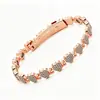 Pulseira Magnética Popular Europeia e Americana Transfronteiriça, Coração de Pêssego Fashion e Luxuoso Cheio de Diamantes, Pulseira Magnética de Liga de Uma Fileira para Casal