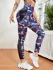 Pantalones Deportivos Estampados Digitales de Primavera y Otoño, Pantalones de Yoga con Parches de Malla Camuflada para Mujer, Pantalones Ajustados de Running de Secado Rápido