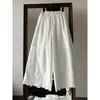 Pantalones Blancos Anchos Bordados para Mujer 2026 Nuevo Estilo Sueltos Chic Diseño Único Pantalones Casuales