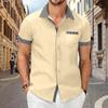 2024 estação independente transfronteiriça verão nova camisa masculina de manga curta moda houndstooth casual simples cor combinando top