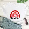 Seja Minha cor padrão de estampa arco-íris Europa e Estados Unidos rua popular comércio exterior nova camiseta de manga curta