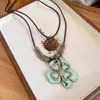 Estilo Étnico Bohemio Retro Hoja Larga Hueca Geométrica Cadena para Clavícula Inspirada en Zen Versátil Personalizada Cadena para Suéter