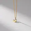 Pingente de coração em prata de lei S925 com corte geométrico para mulheres, design geométrico minimalista, colar de luxo discreto de nicho, corrente para clavícula