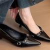Zapatos planos de punta puntiaguda y boca baja para mujer, primavera y otoño 2024, versátiles, antifatiga, tacones altos de aguja, gran cantidad, preferencial