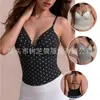 Top de tirantes sexy corto estilo francés con lunares, con sujetador incorporado y hermoso diseño en la espalda, transfronterizo
