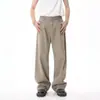 Nuevos Jeans Retro Lavados de Pierna Recta Sueltos de Otoño Pantalones de Pierna Ancha Largos Unisex Pantalones Largos de Nicho Modernos