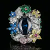 Anillos de Joyería, Accesorios, Anillos Abiertos con Piedra Preciosa Verde Pavo Real Brillante, Moda de Alta Gama, Lujo Ligero, Estilo Vintage para Mujer, Venta al por Mayor