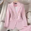Conjunto de Traje Pequeño de Nuevo Estilo para Mujer Transfronterizo, Traje de Tres Piezas Elegante Color Rojo Rosa para Primavera y Otoño al por Mayor, Manga Larga