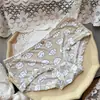 [80-120] 524 Seda de Hielo estampado lindo tiro bajo bolsa de ropa interior para mujer cadera con taladro ropa interior para mujer tiro bajo