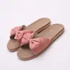 Zapatillas de Casa de Verano para Mujer con Punta Abierta de EVA, Algodón y Lino, Estilo Japonés, Rayas y Moño