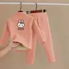 Conjunto de Ropa Interior Térmica para Niños con Forro Polar y Terciopelo Alemán Espesado Ropa de Casa Ropa de Otoño para Bebé y Pantalones Pijamas para Niños y Niñas