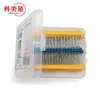 Paquete de resistencias de película metálica de 1/4W, 300/600 Piezas, precisión 1%, 10R-1M, 30 tipos, 20 bolsas en cajas
