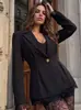 2026 Blazer Elegante Europeu Francês com Temperamento Patchwork de Renda Transfronteiriço Senso de Design Renda Decote V Acinturado Casaco Feminino
