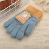 Guantes cálidos de dibujos animados para niños, otoño e invierno, bonitos guantes de cinco dedos para bebé, de felpa de color sólido, a prueba de viento para bebés.