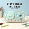 Estuche para lápices grande de estilo japonés, lindo y suave, con doble bolsillo, bolsa de almacenamiento de lunares y cuadros, estuche de alta apariencia para estudiantes, al por mayor