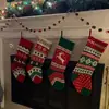 Calcetín de Navidad Grande Tejido con Diseño de Reno, Adorno Colgante para Ventana Árbol de Navidad Chimenea Bolsa de Regalo
