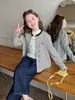 Cárdigan Infantil Estilo Chanel, Top de Manga Larga a la Moda para Niñas, Chaqueta Rayada para Niños Mayores, Nuevo Estilo Primavera y Otoño 2025 para Niñas