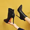 Botas Curtas de Salto Alto Slim com Forro de Lã, Novo Estilo com Design Elegante, Aumentam a Altura, Estilo Versátil de Bico Fino para Mulheres, Adequadas para o Ambiente de Trabalho, Modelos de Outono e Inverno