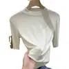 Camiseta de manga media adelgazante de color sólido modal con tacto súper agradable para todas las combinaciones, para mujer, primavera y verano, nueva, moderna