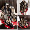 Bufanda elegante de seda Hangzhou con protección solar y letras para mujer, ideal para primavera y otoño, fina y larga, chal de satén de verano.