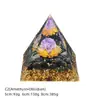Pirâmide de Bola de Cristal Natural 5/6/8cm Ornamento de Mesa Chakra Cascalho Colorido Pirâmide de Resina Epóxi