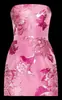 Vestido strapless estilo europeo y americano con jacquard floral grande, cierre trasero, bodycon de línea A que ciñe la cintura, vestido de fiesta