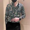 Projetada com uma Vibe Cool e Estilosa, Camisa Masculina de Manga Longa Slim Fit Estilo Coreano, Nova Camisa Floral Tendência de Alto Padrão para Primavera e Outono