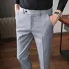 Pantalones de Hombre, Ropa Formal de Negocios para Primavera y Otoño, Pantalones Casuales de Traje Rectos Holgados de Nueve Puntos, Pantalones de Traje para Novio Alto