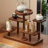Prateleira Antiga Estilo Chinês Retro Rack de Armazenamento Desktop Conjunto de Chá Armazenamento de Bule de Areia Roxa Ornamento Suporte para Copo Mesa Rack de Exibição Multicamadas