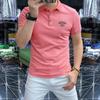 Camisa Polo Masculina de Verão Tendência Casual Slim Fit Manga Curta Pequeno Logo Camiseta Masculina Gola Polo Respirável Top com Gola
