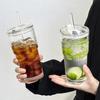 Vaso de Vidrio de Gran Capacidad, Popote, Vaso para Agua, Vaso para Bebidas, Funda Resistente al Calor, Taza de Té para Mujer, Vaso con Popote, Regalo de Negocios