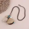Collar Trenzado de Cuerda con Perlas de Piedra Natural para Mujer, Cadena para Clavícula de Piedra Ojo de Tigre Estilo Chino Nuevo Vintage, Accesorio Largo Colgante para el Cuello con Manchas