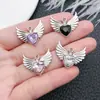 1 punto de amor alas de taladro colgante pequeño caída de 21 mm corazón de goma joyería llavero colgante accesorios materiales hechos a mano