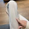 Dez ou três linhas estilo super bom espinha de arenque padrão calça de pernas largas mulheres outono e inverno casual de lã terno calças cinza lã reta