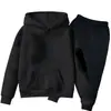 Conjunto de Moletom com Forro de Lã para Meninos e Meninas Outono e Inverno Conjunto de Duas Peças com Capuz Calça de Moletom de Manga Longa para Crianças
