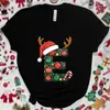Camiseta Navideña para Mujer con Gráfico de Letra A-Z, Estampado de Letra de Papá Noel, Top Casual para Fiesta Navideña