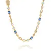 Cadena de Joyería de Piedras Preciosas Coloridas Hip-Hop Transfronterizo 6mm Accesorio de Moda Collar de Ópalo con Cruz de Gota de Aceite para Hombres Hecho a Medida