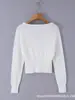 Suéter corto de punto casual a la moda, diseño francés y europeo, cuello en V cruzado, nueva colección de otoño