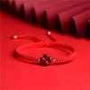 Pulsera de Trébol de Cuatro Hojas de Cinabrio para Mujer, Nudo de Seguridad con Hilo Rojo, Pulsera con Año de Nacimiento, Amuleto, Talismán de la Suerte, Día de San Valentín