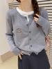 Casaco Cardigan de Tricô Feminino Primavera e Outono 2024 Novo Explosivo Manga Longa Suéter Solto Top de Alto Padrão Estilo Ocidental