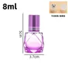Venta directa del fabricante: Botella de muestra de perfume rollerball de diamante de 8 ml, spray de perfume, botella de recarga rollerball de aceite esencial cosmético
