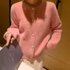Estilo coreano otoño e invierno Nuevo suéter de terciopelo de visón dulce y fresco abrigo de mujer cárdigan corto de punto holgado versátil