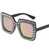 Nuevas gafas de sol de moda europea y americana con montura grande multicolor y diamantes, tendencia urbana, gafas de sol cuadradas, gafas de sol transfronterizas para mujer