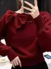 Suéter Pequeño de Lazo Estilo Francés para Mujeres Petite, Nuevo Otoño e Invierno Holgado Sencillo de Punto de Alta Calidad