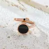 Versão coreana do anel de diamante aberto preto com algarismos romanos moda não desbota anel de personalidade simples fabricantes atacado