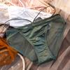 Ropa Interior de Encaje Europeo y Americano Perlado de Seda de Hielo para Mujer Sexy Transpirable Juvenil con Tirantes de Cintura Baja de Malla a la Moda para Niña