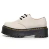 Botines Cortos Casuales de Plataforma para Mujer Aibideng 1461 de Cuero Genuino, Estilo Británico, Puntera Redonda, 3 Ojales, Suela Gruesa