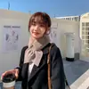 Bufanda para Mujer Otoño e Invierno Estilo Coreano Versátil Cálida Estilo Japonés Imitación Lana de Conejo Rex Rojo de Moda Color Sólido Felpa Cuello Cruzado Tendencia