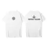Camiseta Pesada Stone 260g com Estampa de Bússola com Logo, Caimento Solto, Estilo Tendência para Casal, Manga Curta, Unissex